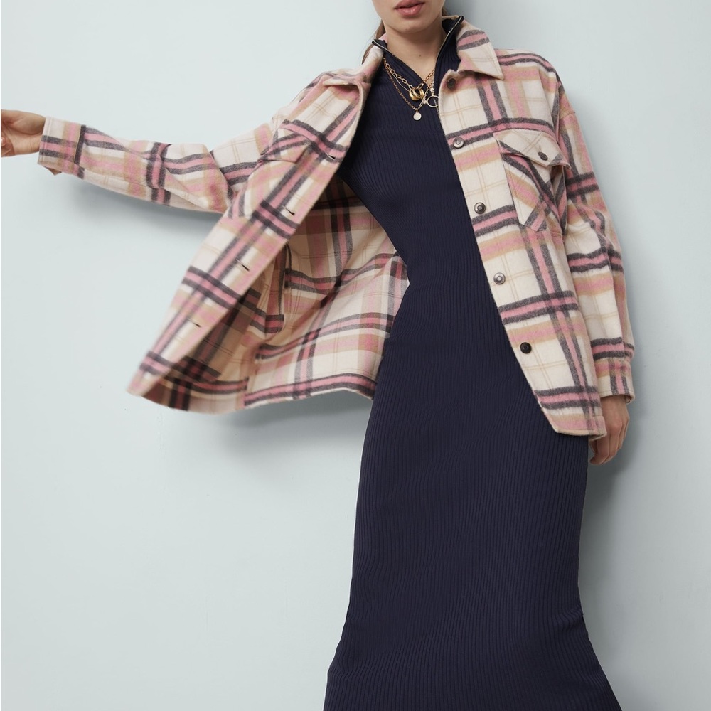ZARA WOOL BLEND PLAID OVERSHIRT SHACKET‎